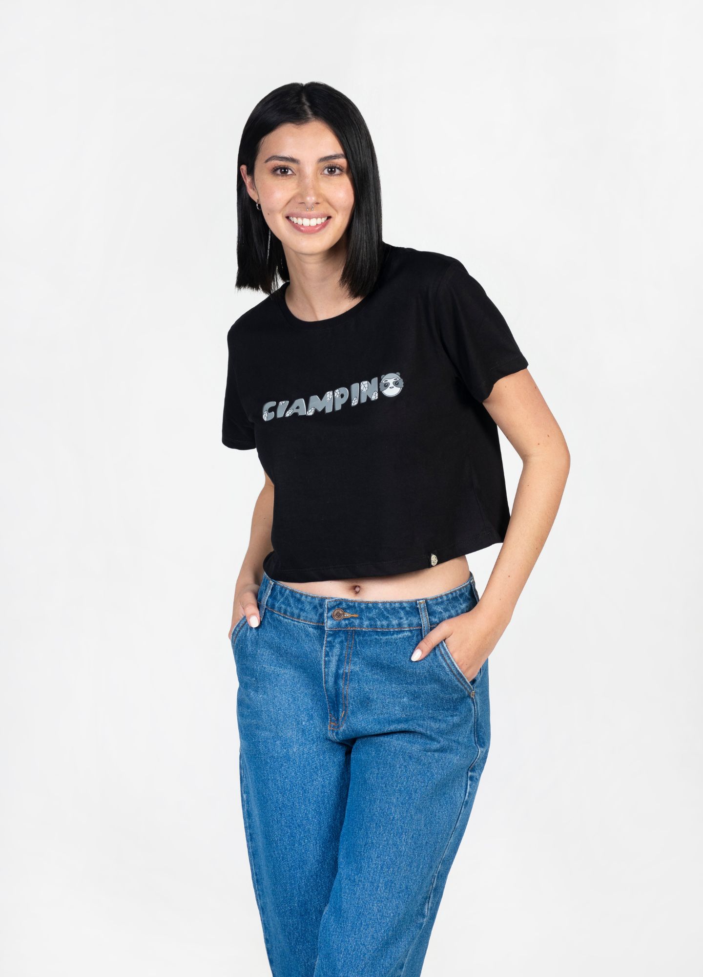 CROPTOP HOJAS NEGRO - CIAMPINO