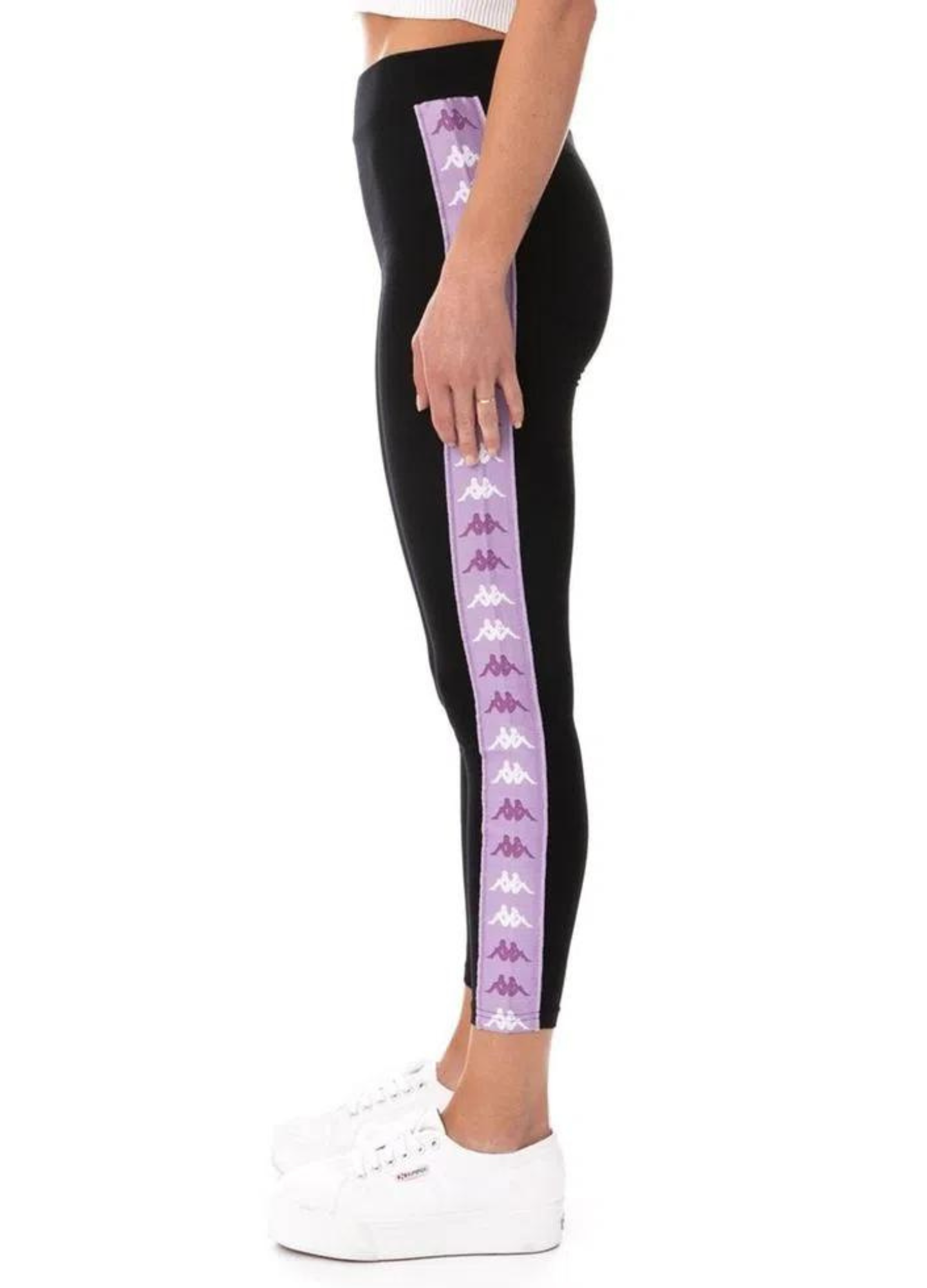 LEGGING 222 NEGRO BANDA LILA - KAPPA