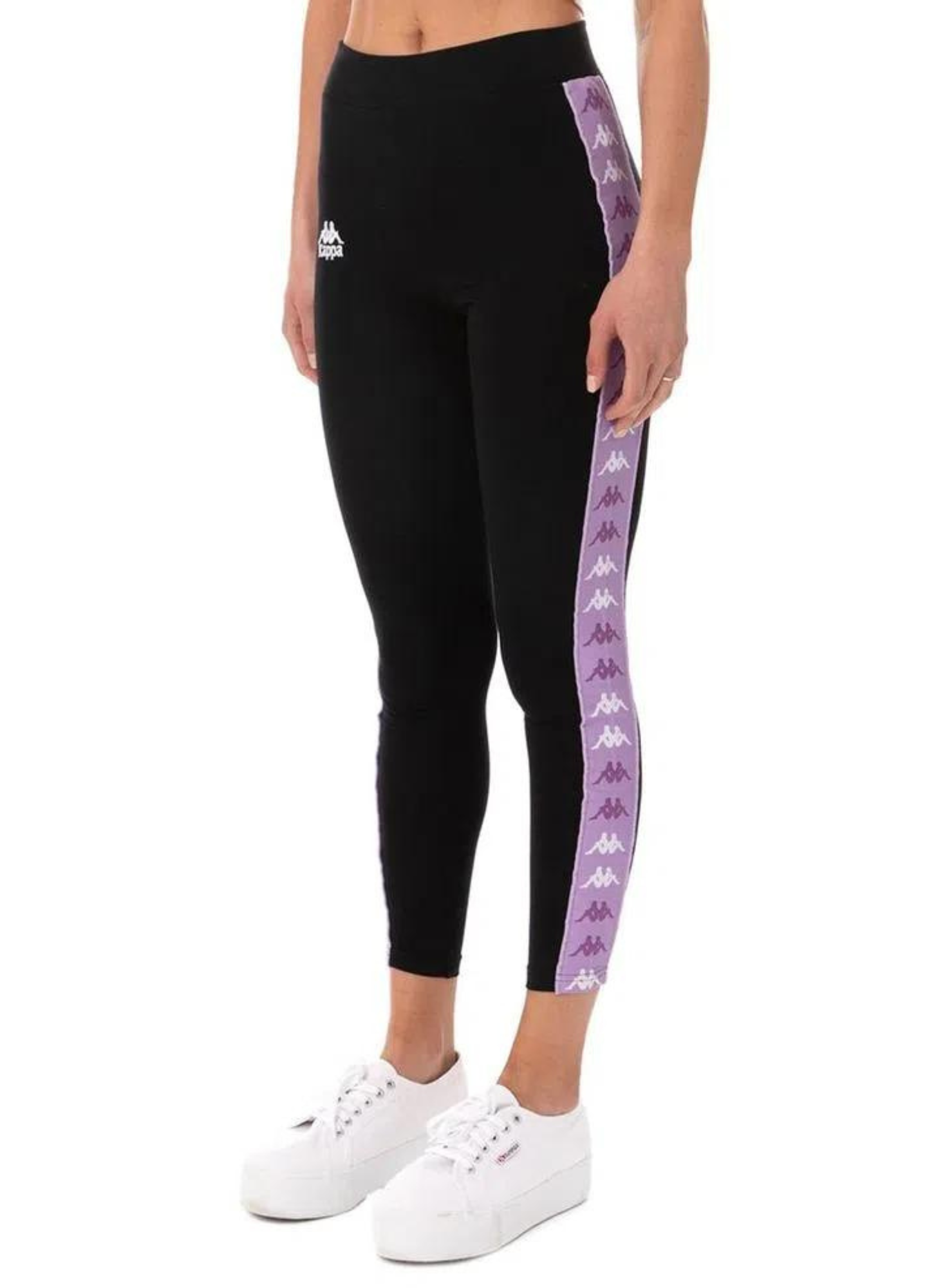 LEGGING 222 NEGRO BANDA LILA - KAPPA