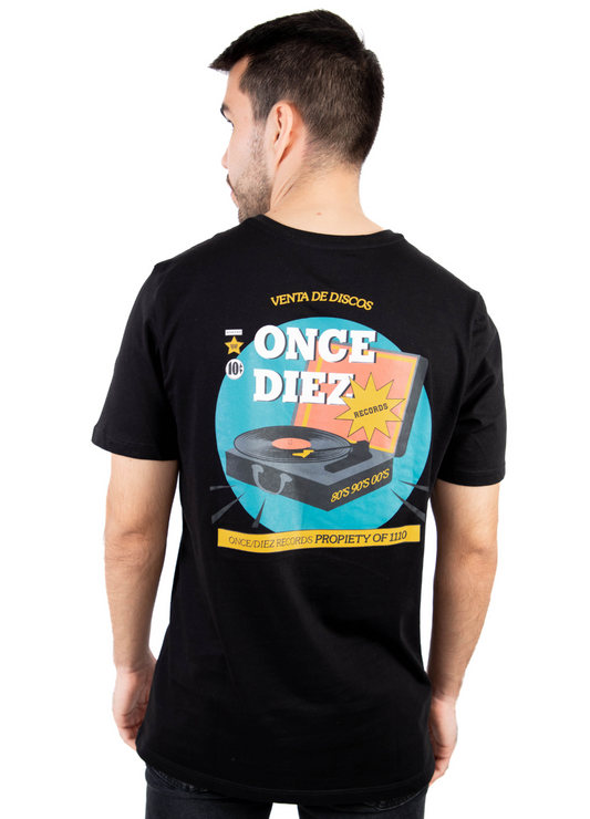 CAMISETA RECORDS NEGRA - ONCE DIEZ