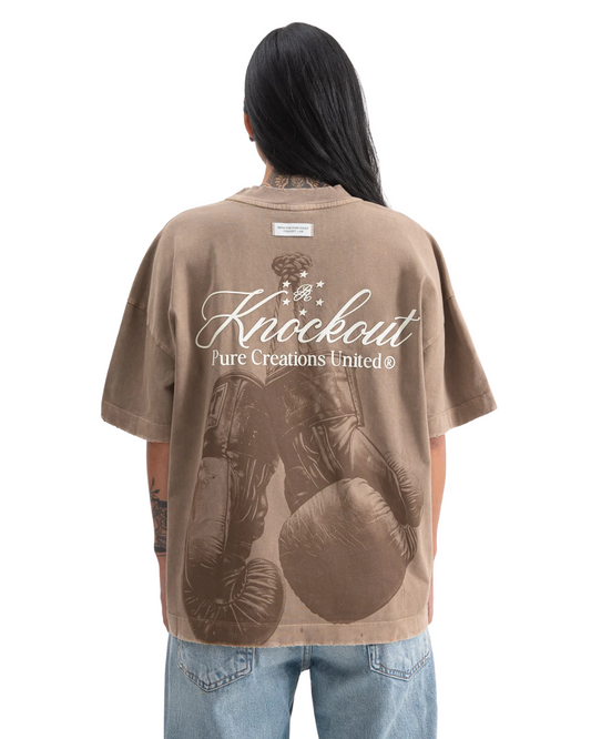 KNOCKOUT BROWN GLOVES T-SHIRT - PURE