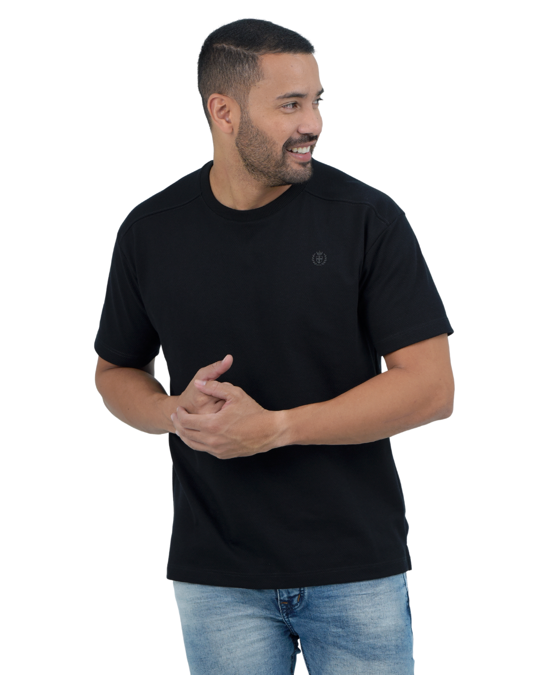 T-SHIRT NEGRA TEXTURED - BLUE INC