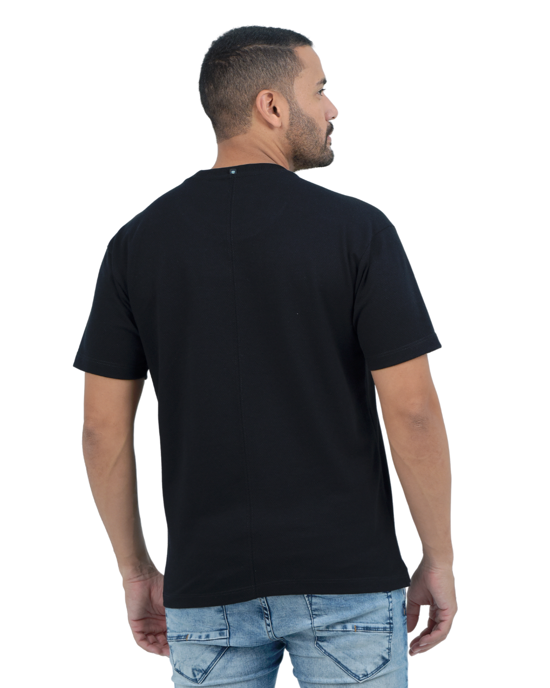 T-SHIRT NEGRA TEXTURED - BLUE INC