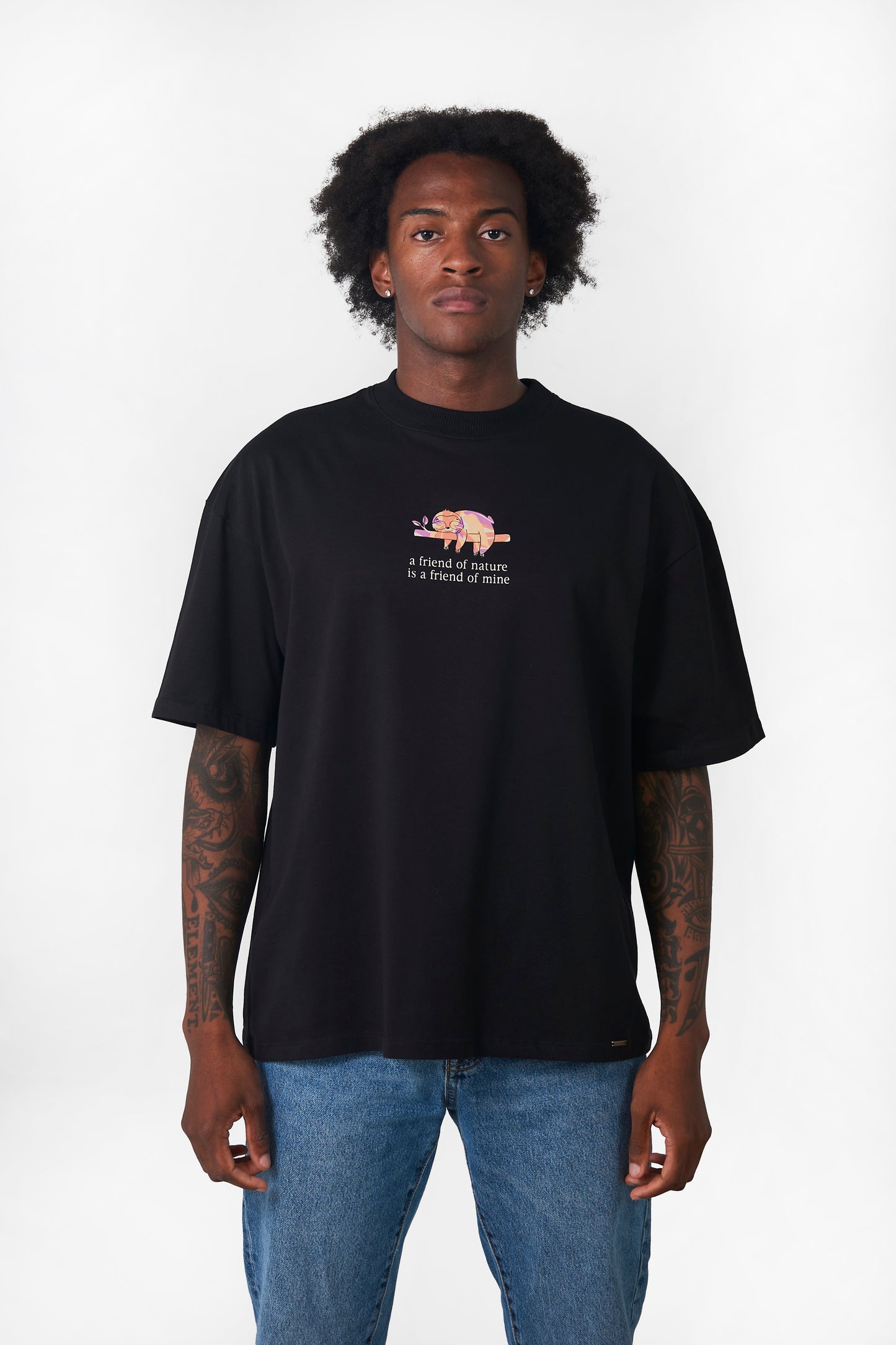 SIGNATURE NATURE ORANGE T-SHIRT OVERSIZE / NEGRO - CIAMPINO