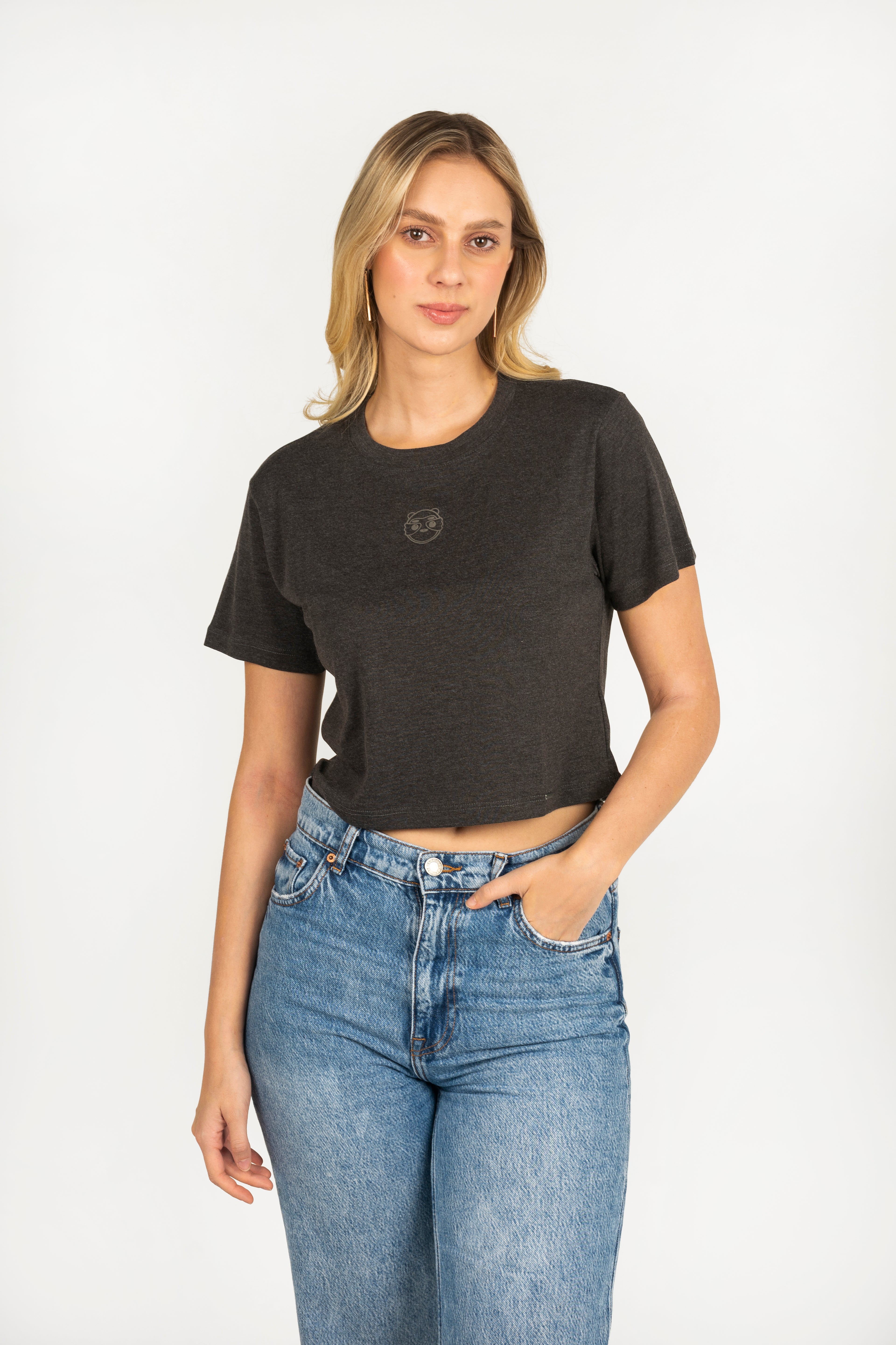 CROPTOP SILUETA PEREZOSO GRIS - CIAMPINO