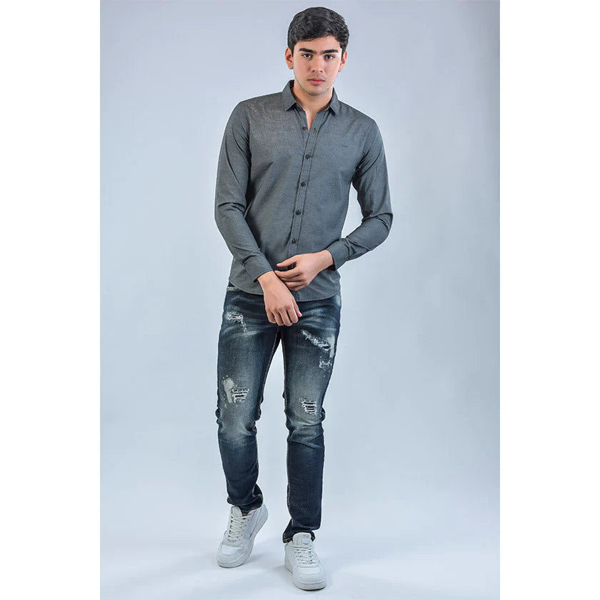 CAMISA MANGA LARGA GRIS OSCURO - ROOTT+CO