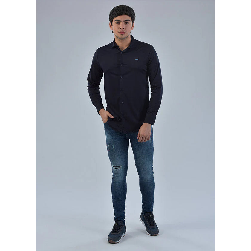 CAMISA MANGA LARGA AZUL OSCURO - ROOTT+CO