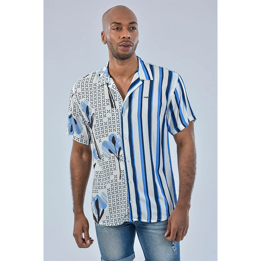 CAMISA MANGA CORTA AZUL Y BLANCO - ROOTT+CO