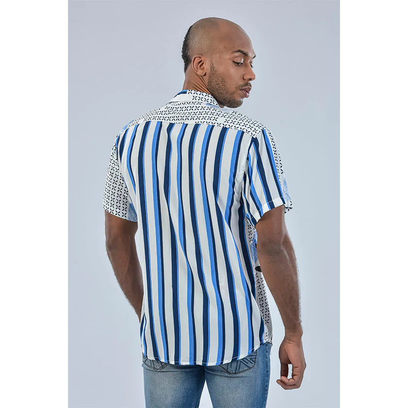 CAMISA MANGA CORTA AZUL Y BLANCO - ROOTT+CO