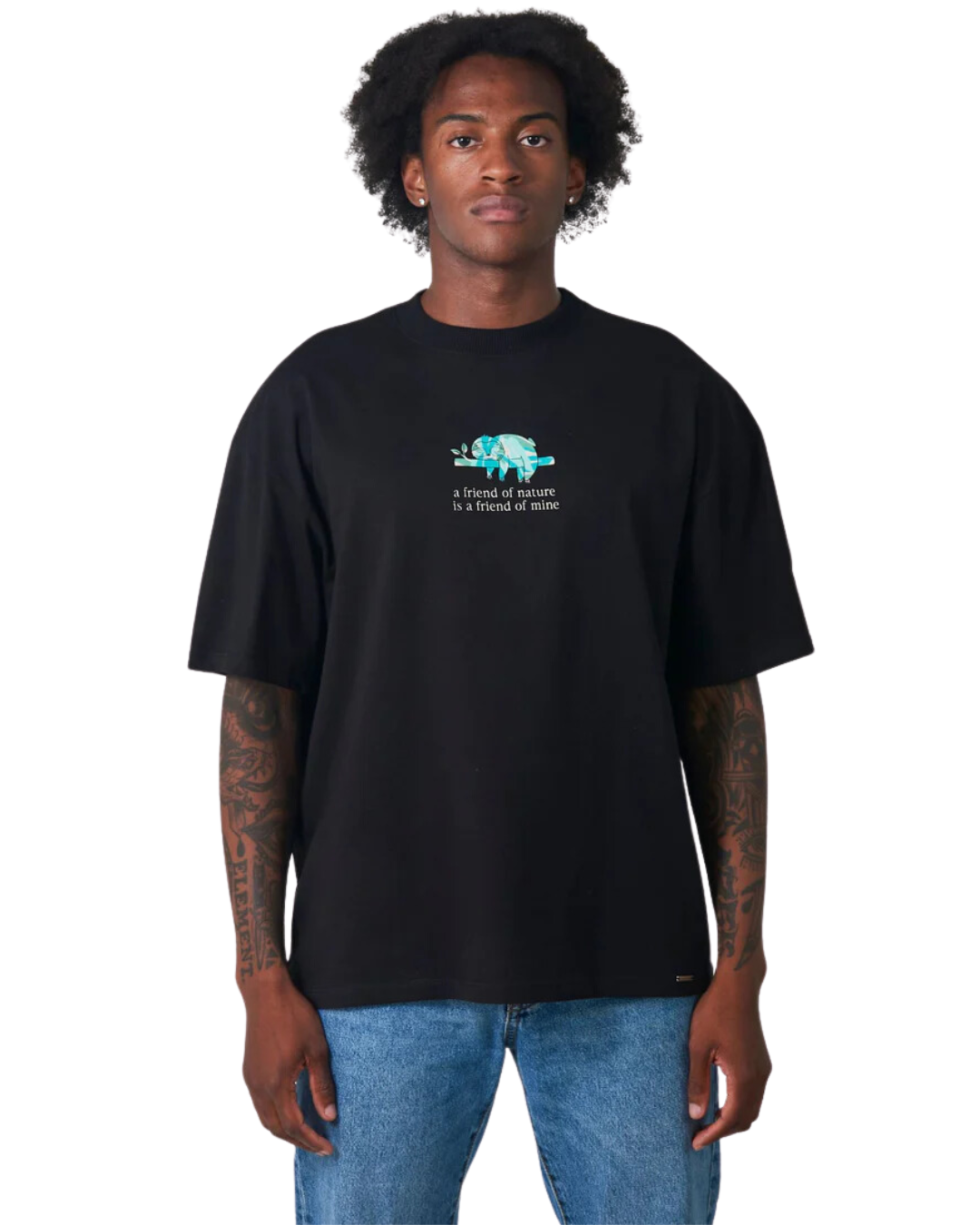 SIGNATURE NATURE GREEN T-SHIRT OVERSIZE / NEGRO - CIAMPINO