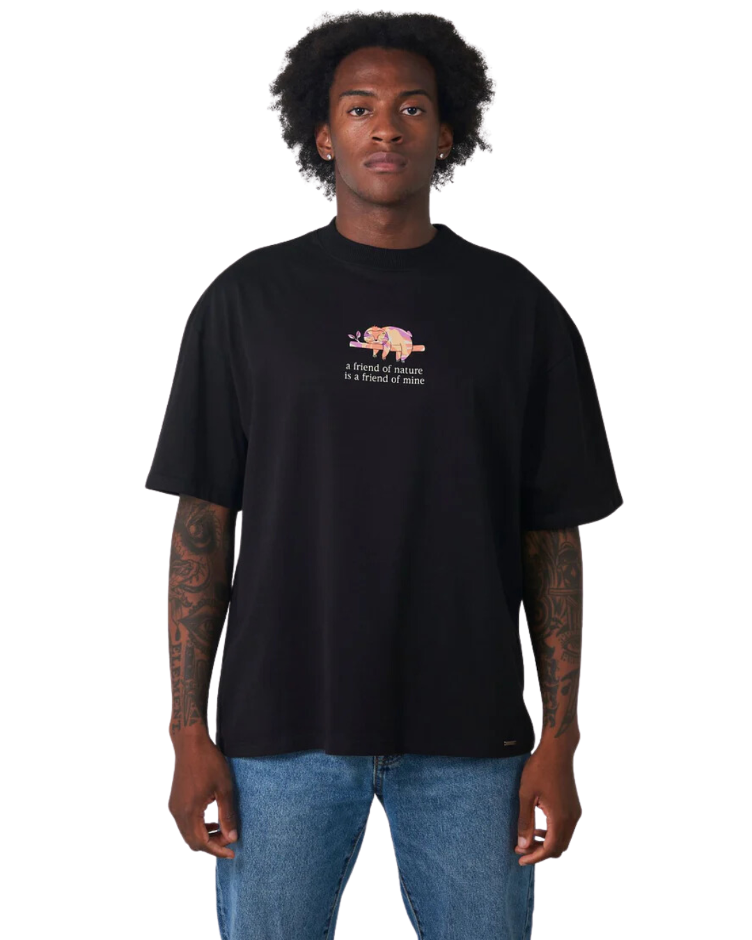 SIGNATURE NATURE ORANGE T-SHIRT OVERSIZE / NEGRO - CIAMPINO